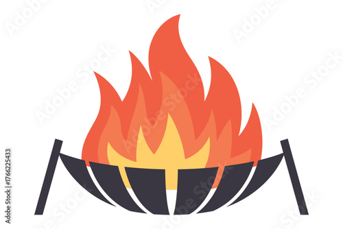 Vibrant Campfire Icon in a Fire Pit