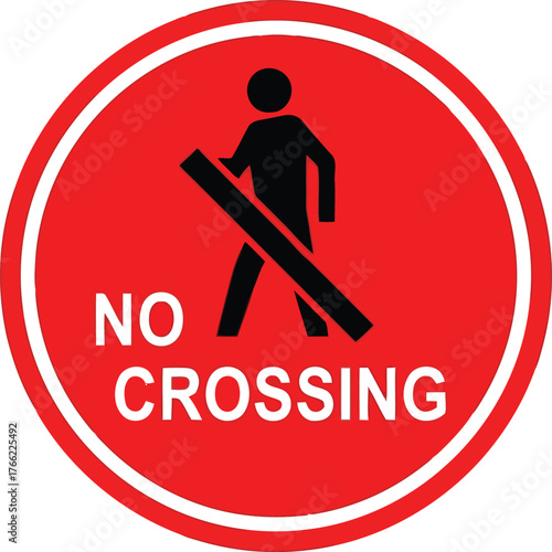 Prohibition sign no trespassing walking figure crossed out red circle graphic element for safety warning vector