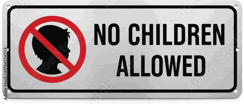 No children allowed sign warning prohibited restricted entry access ban forbidden entry vector