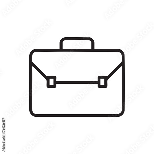 Simple outline icon of a classic briefcase for business and travel