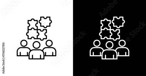 Team Collaboration White Icon Set Design