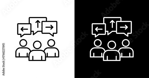 Diverse Team White Icon Set Design