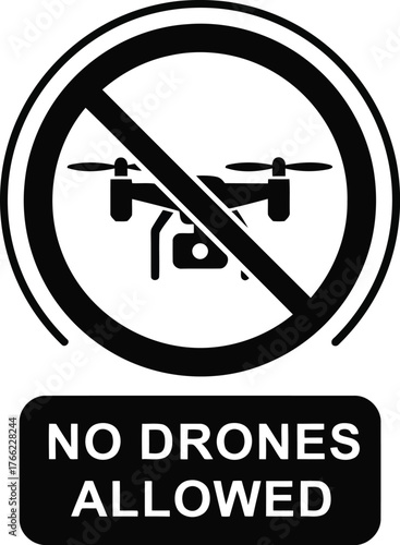 Drone forbidden sign no fly zone aviation restriction symbol warning vector