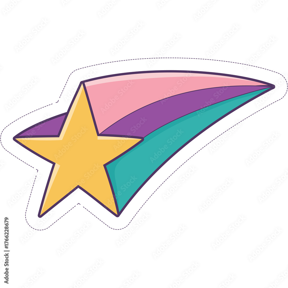 Obraz premium Stylized Star Trail With Pink Purple And Teal Colors Against A Transparent Background