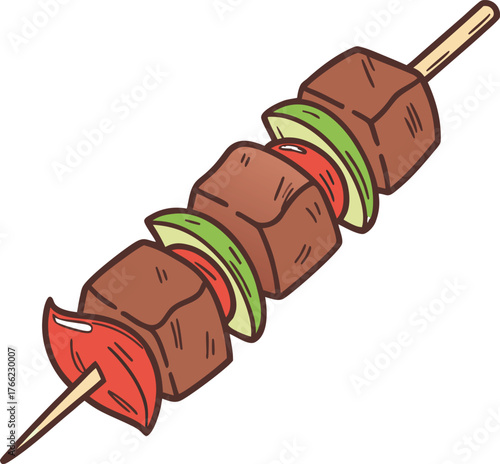 Delicious Grilled Meat Skewer with Vegetables a Mouthwatering Barbecue Treat Ready for Summer Gatherings and Outdoor Cooking Adventures