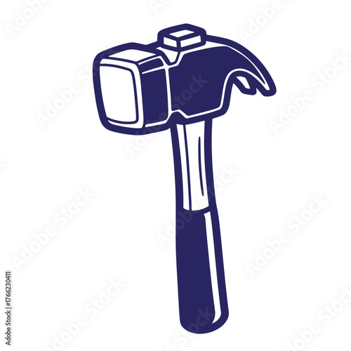 A classic doodle out line illustration of a hammer construction tool isolated