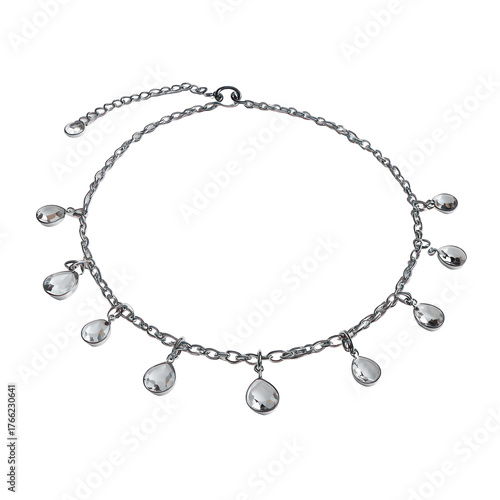 Wallpaper Mural Delicate silver anklet with teardrop charms isolated on transparent background Torontodigital.ca