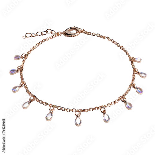 Wallpaper Mural Delicate gold anklet with clear teardrop charms isolated on transparent background Torontodigital.ca