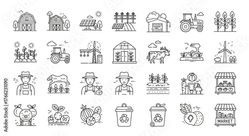 Set of cute vector icons of people and objects collection