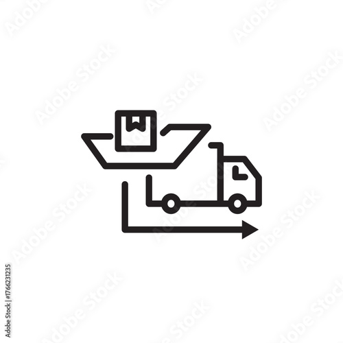 Freight forwarding icon symbolizing organized cargo transport, representing modern global logistics, efficient multimodal shipping services, and specialized customs clearance, supply chain management.