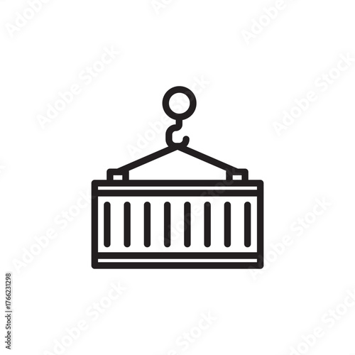 Cargo container icon symbolizing intermodal freight unit and crane lift, representing modern global transport, efficient shipping logistics, and specialized supply chain and storage systems.