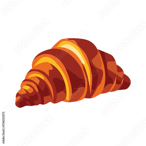 Golden brown buttery croissant, freshly baked French pastry, delicious breakfast food.