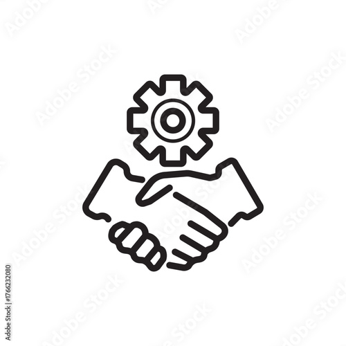 Supplier Relationships Management (SRM) icon symbolizing partnership and collaboration, representing modern business governance, efficient procurement, and specialized supply chain systems and control
