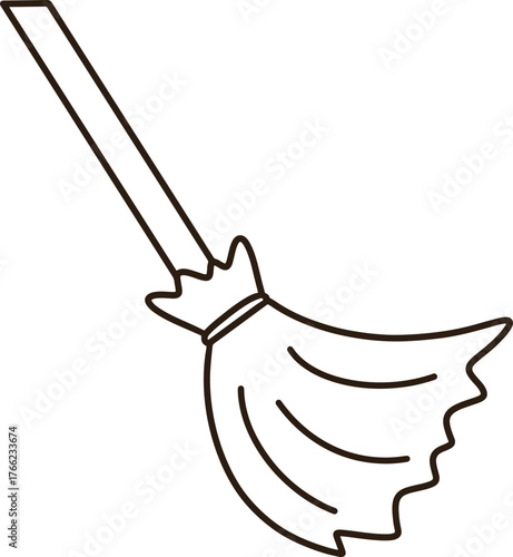 Witch broomstick icon with handle