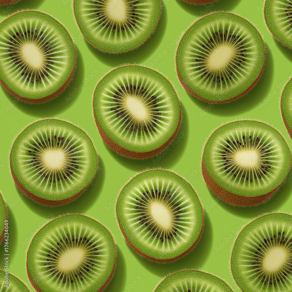 Kiwi slices seamless tropical fruit pattern vector illustration