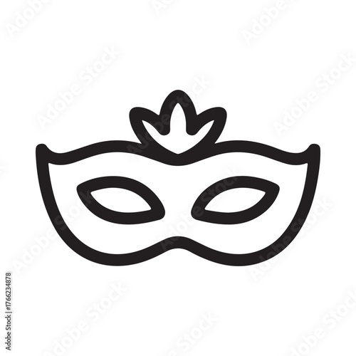 Simple line art icon of a venetian masquerade mask