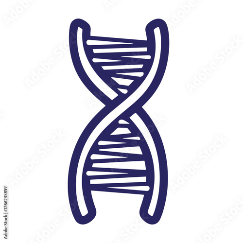 Simple illustration of a dna strand depicting genetics and scientific research in biochemistry