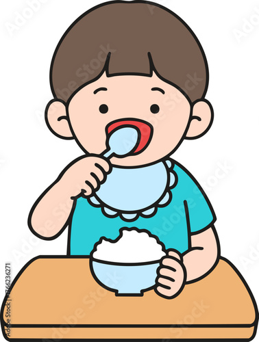 little boy eating food