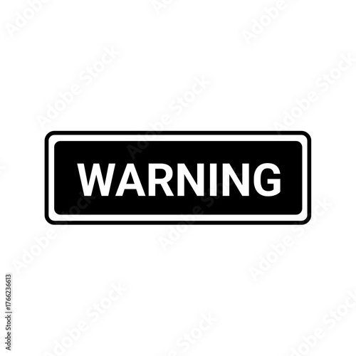 Black Warning Icon – Alert Symbol, Caution Sign, Danger Stamp, Emergency Label, Risk Badge

