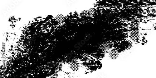 Grunge splat brushes background vector. A textured backdrop featuring distressed ink splatters. Perfect for urban, poster, or street art themes needing a rough, gritty aesthetic.