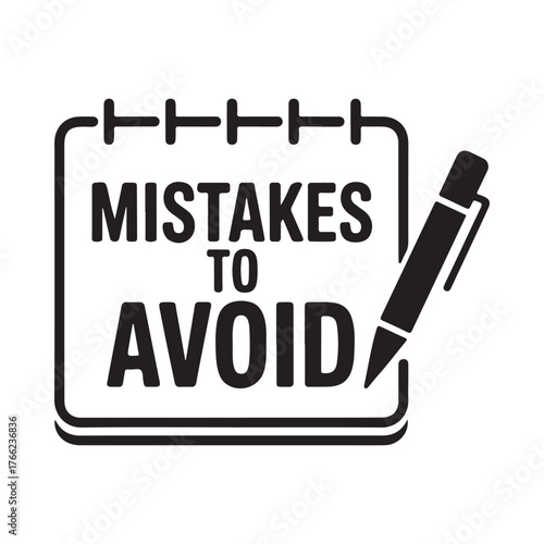 Notebook with mistakes to avoid written on it and a pen