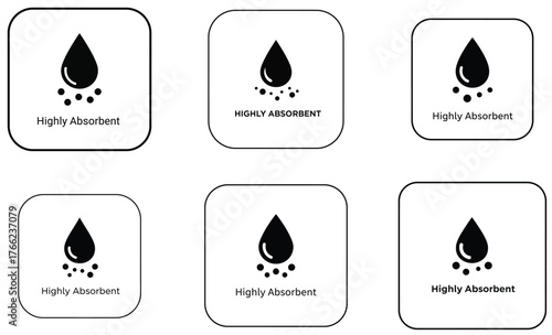 Water droplet hazard symbols set vector icons showing “Highly Flammable,” “Toxic Substance, and safety warnings in minimalist black and white style