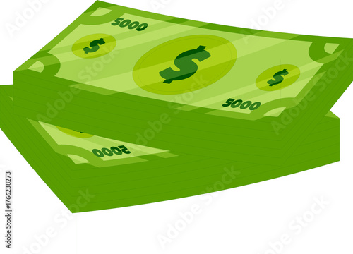 : Simple and clean vector illustration of a green dollar banknote symbolizing money, payment, finance, and economy.