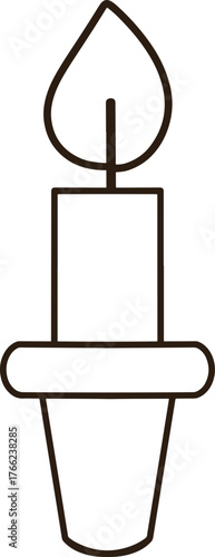Black line icon drawing of one candle