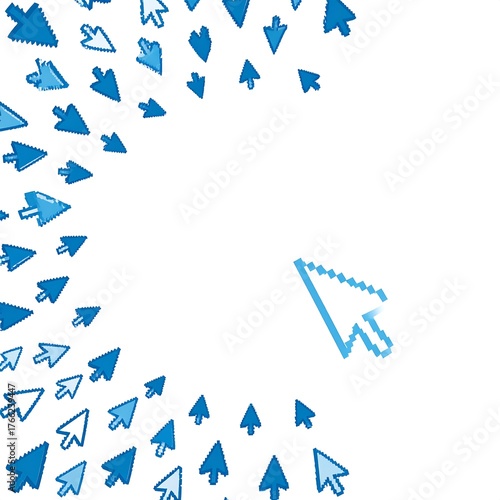 Blue computer cursor icons, many small ones, forming an abstract pattern