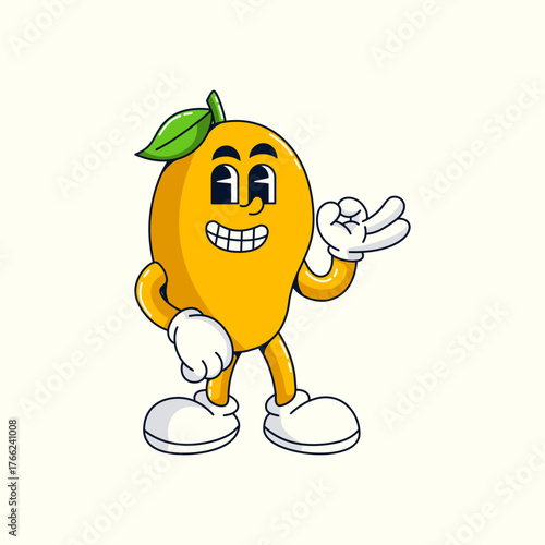 Cartoon Mascot Mango Vector illustration hand drawn
