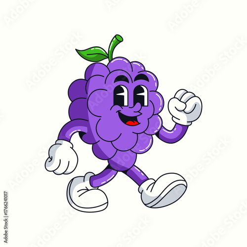 Cartoon cute grape Vector illustration hand drawn