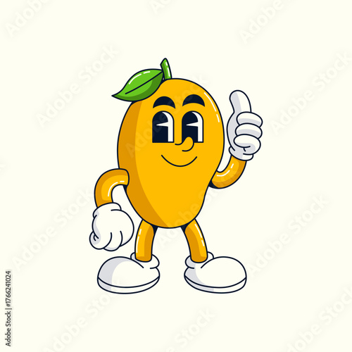 Retro Cartoon Mango Vector illustration hand drawn
