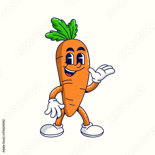 Cartoon retro carrot Vector illustration hand drawn