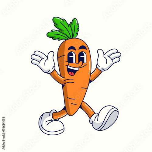 Mascot Cartoon carrot Vector illustration hand drawn