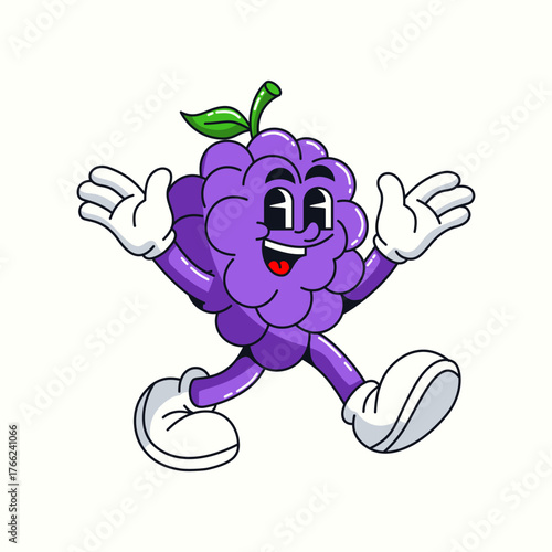 Mascot Cartoon grape Vector illustration hand drawn