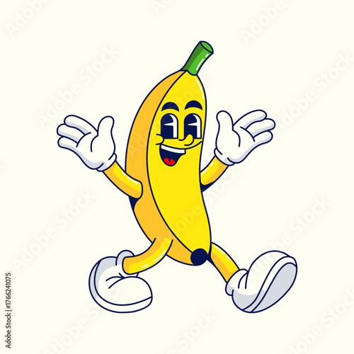 Mascot cartoon banana Vector illustration hand drawn