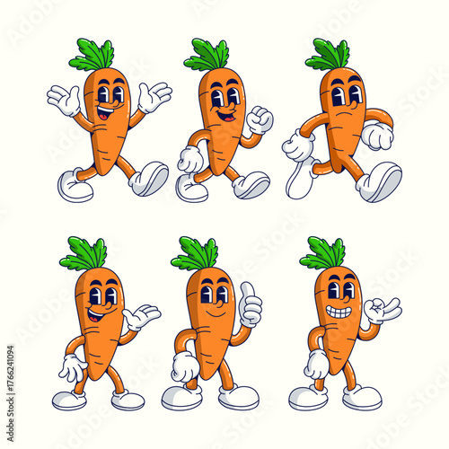 Cute Cartoon sheet carrot Vector illustration hand drawn