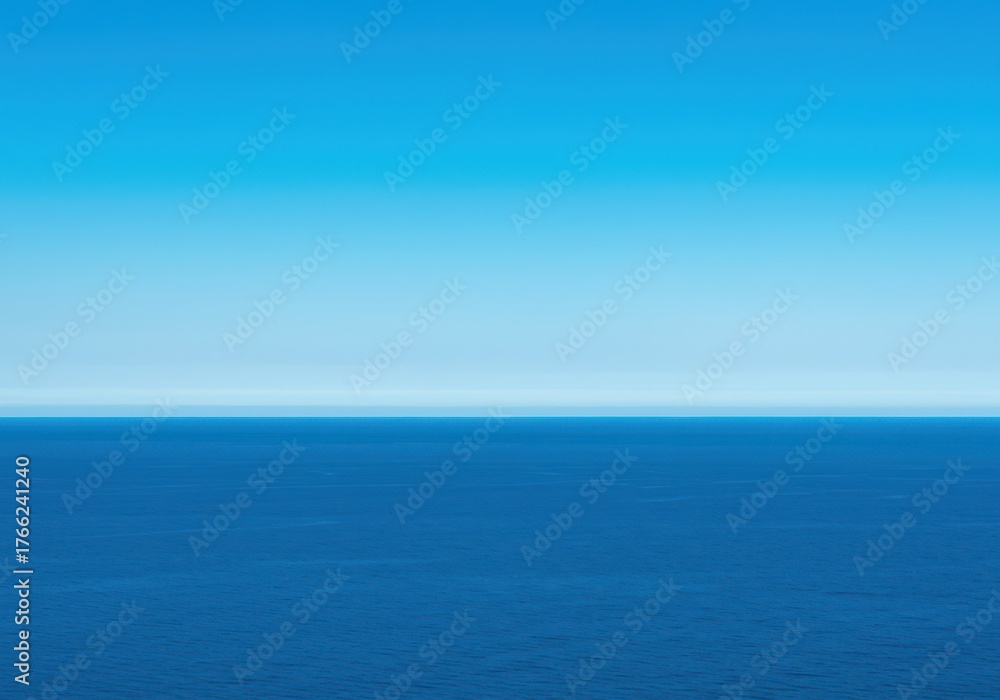 Fototapeta premium Vast blue expanse where the deep ocean meets the clear azure sky, creating a perfect, tranquil natural boundary line ,bright ,line ,surface