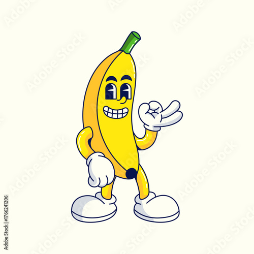 Cartoon Mascot banana Vector illustration hand drawn