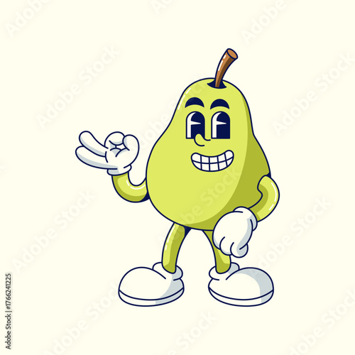 Cartoon Mascot pear Vector illustration hand drawn