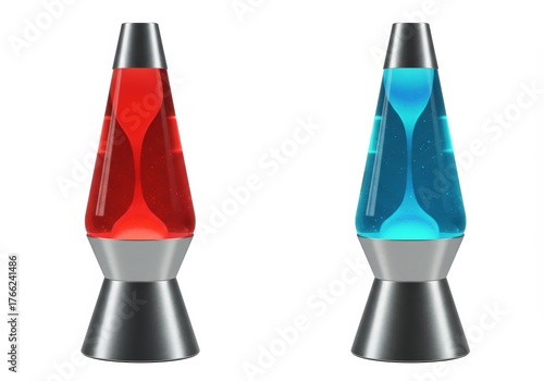 Captivating Duo: Mesmerizing Lava Lamps in Motion, Red and Blue Illumination