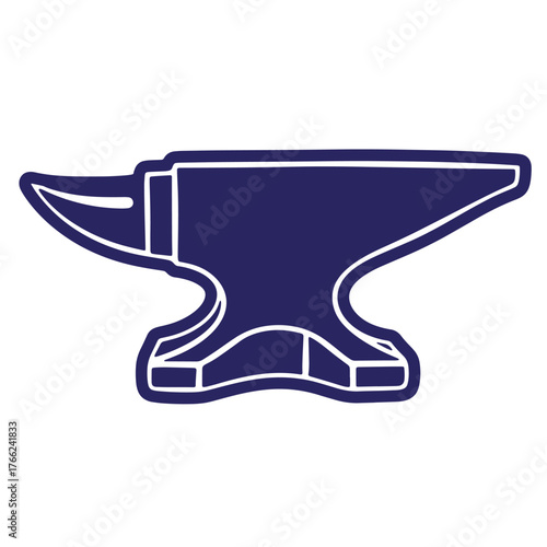 Simple hand drawn doodle outline illustration of a blacksmith's anvil isolated on white background