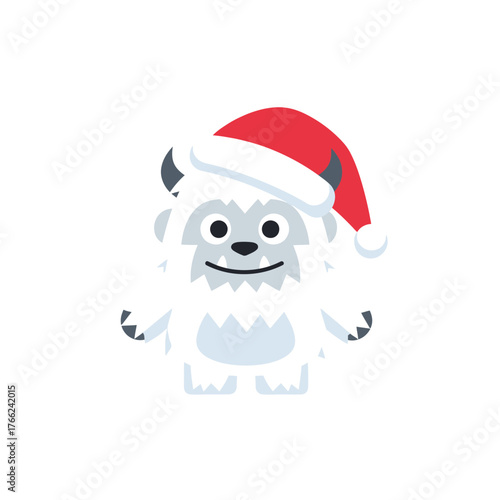 Festive Yeti Character Wearing a Santa Hat for Christmas.