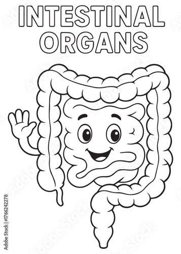 coloring book intestine strong lifting activity anatomy cartoon for children