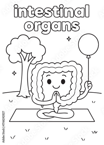 coloring book intestine yoga meditation exercise anatomy design for children