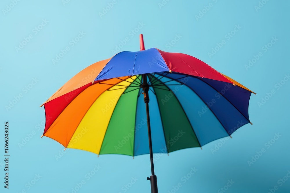 Obraz premium LGBT pride umbrella with rainbow colors displayed on a solid background, celebration, concept, pride