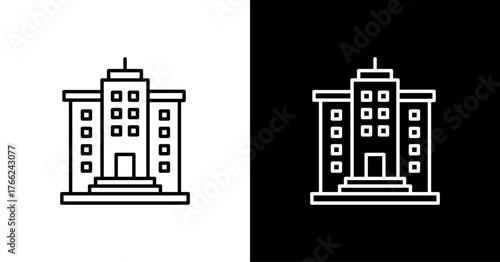 Headquarters White Icon Set Design