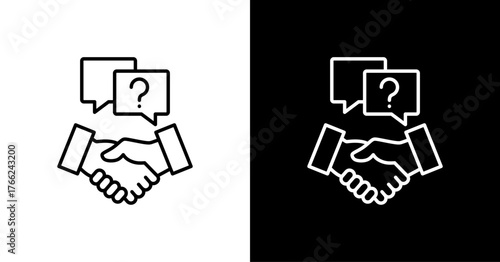 Contract Negotiate White Icon Set Design