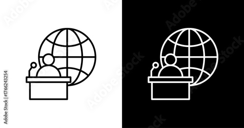 International Conference White Icon Set Design