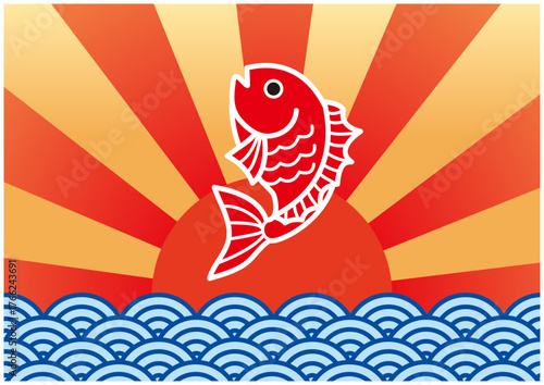 跳ね鯛 縁起物 イラスト ベクター 正月